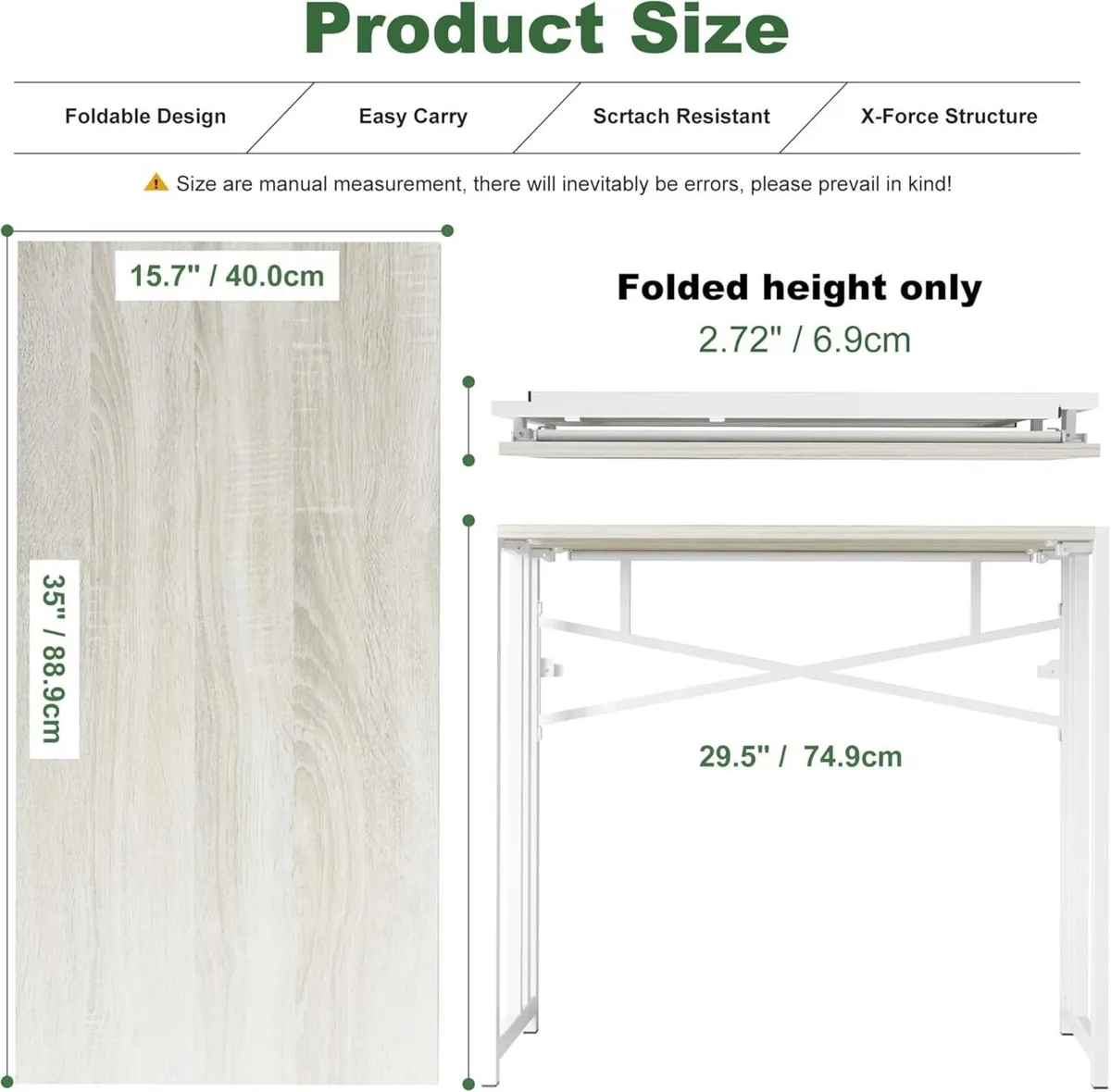 Small Folding Desk 90 cm No Assembly Required - Image 3