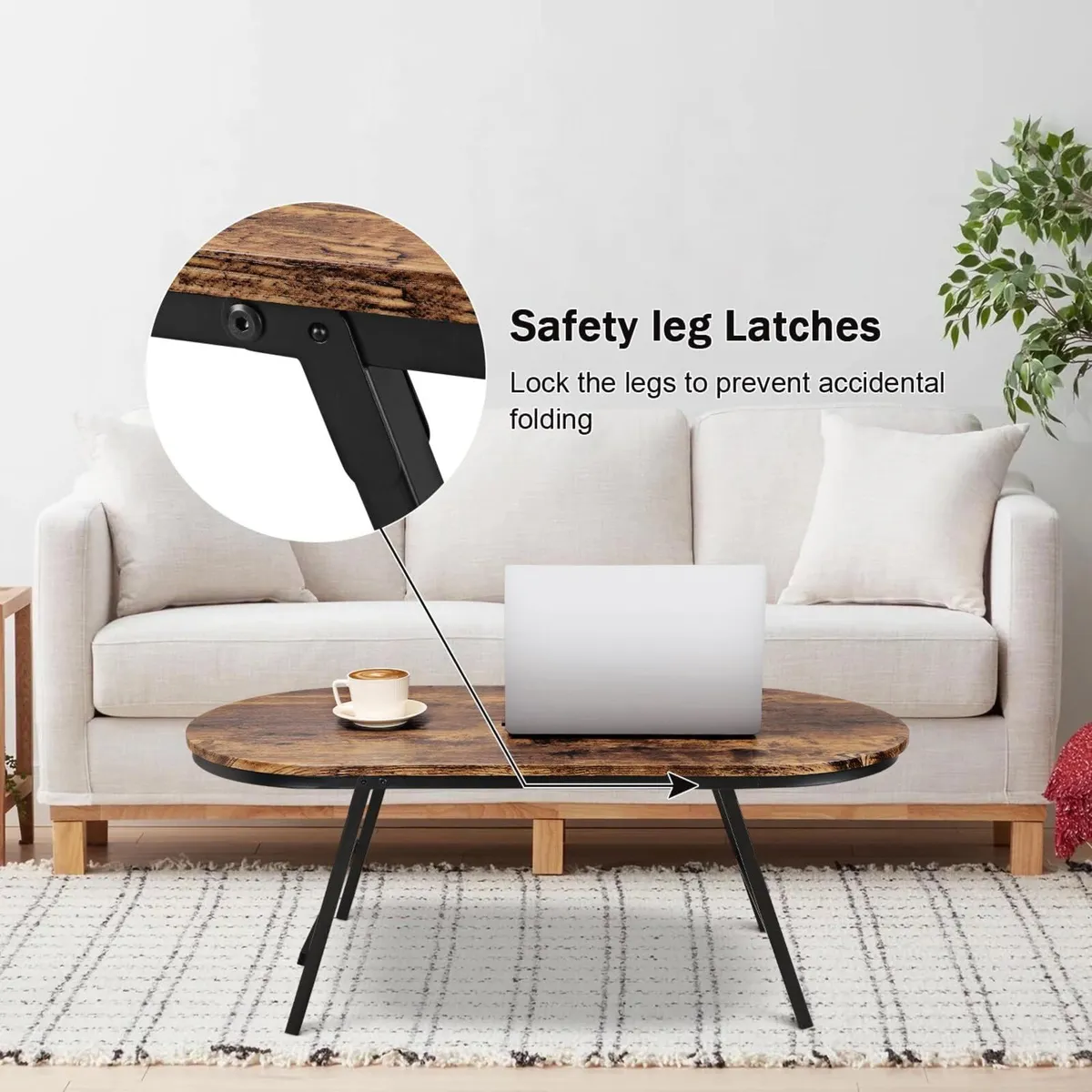 Folding Coffee Table for Living Room Industrial - Image 4