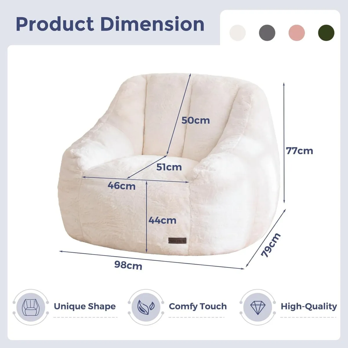 Bean Bag Chair for Adults or Children Soft Faux - Image 2