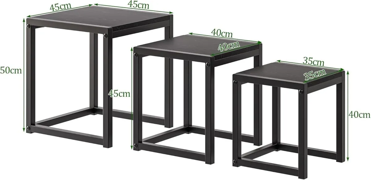 Nesting Tables Set of 3 Stacking Side Sofa End - Image 2