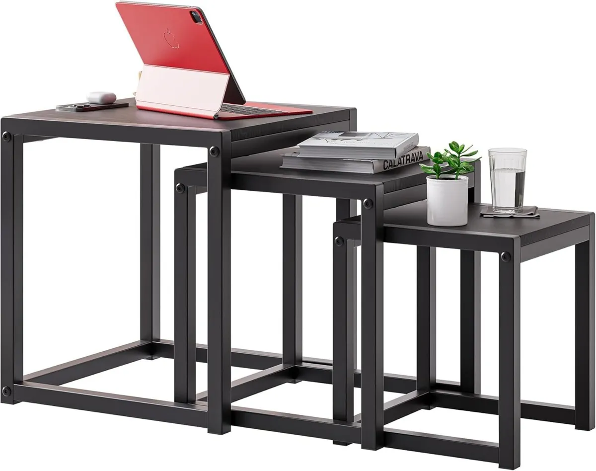 Nesting Tables Set of 3 Stacking Side Sofa End - Image 4