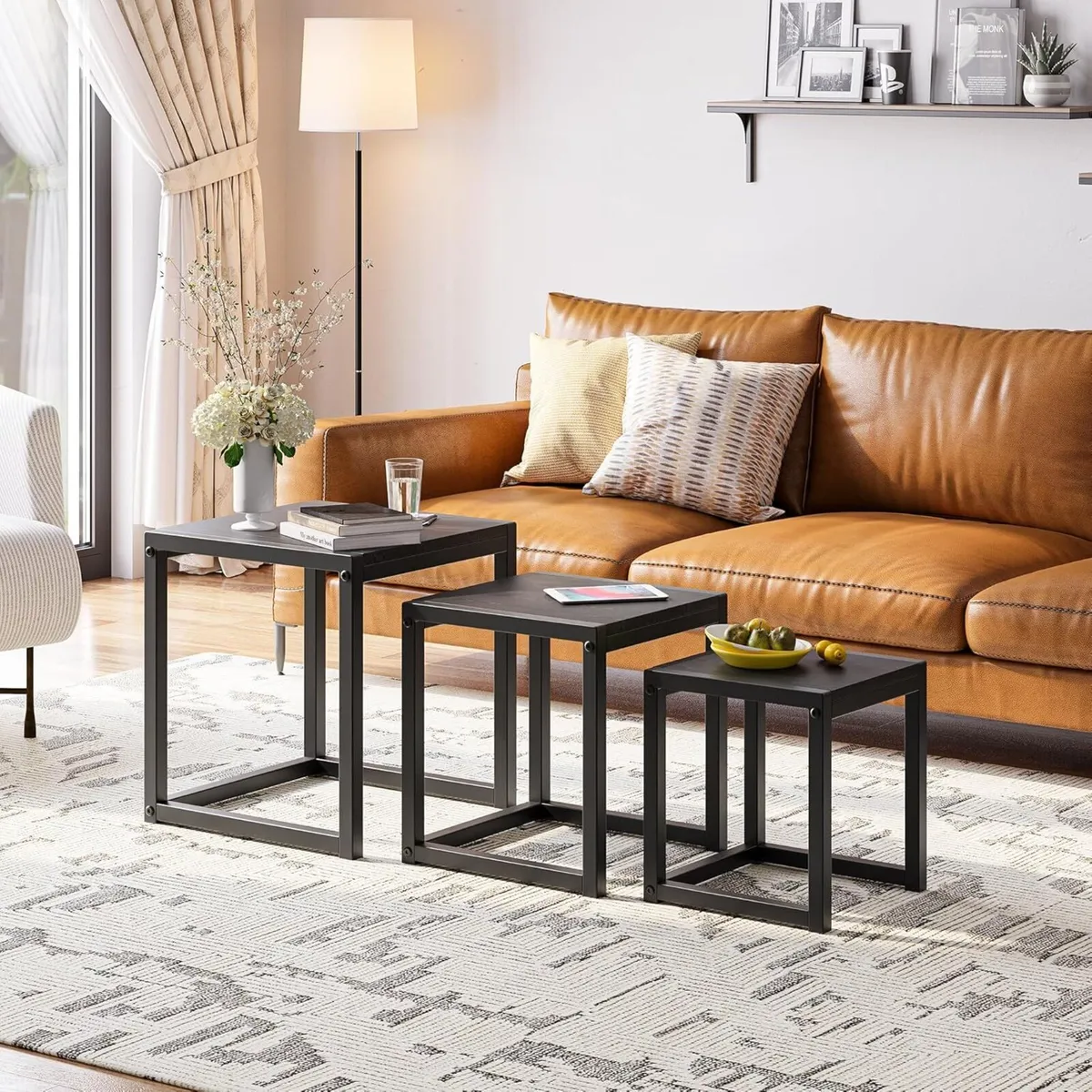 Nesting Tables Set of 3 Stacking Side Sofa End - Image 3