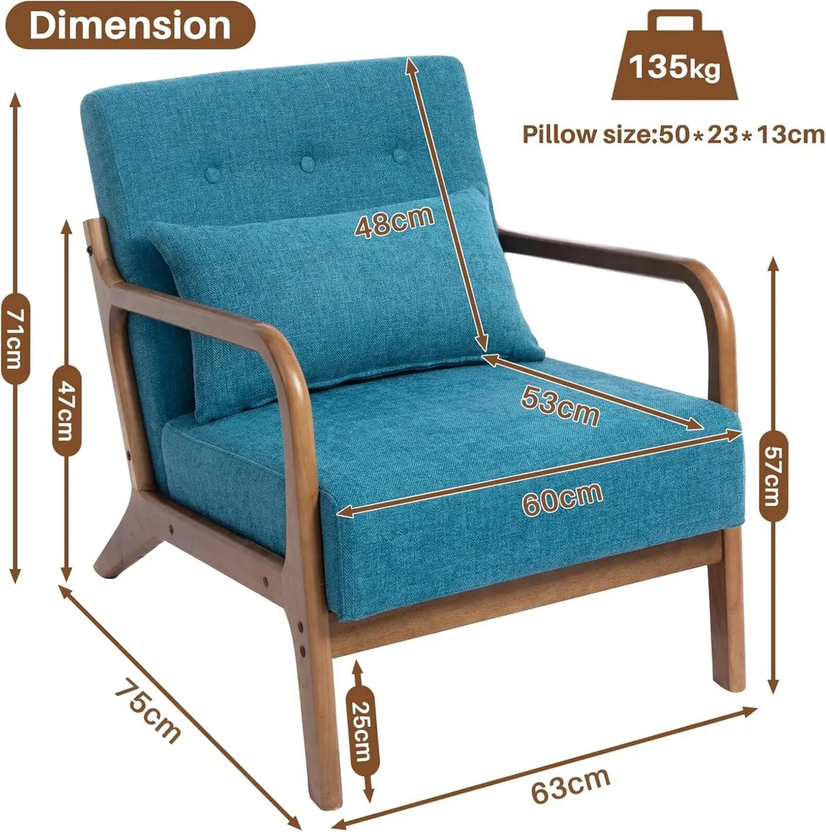 Armchair Living Room Comfy Arm Chair Reading - Image 3