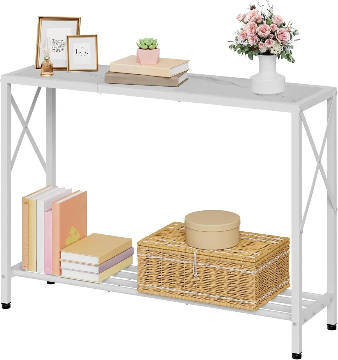 Console Table 41.8” 2-Tier Entryway Narrow Sofa - Image 1