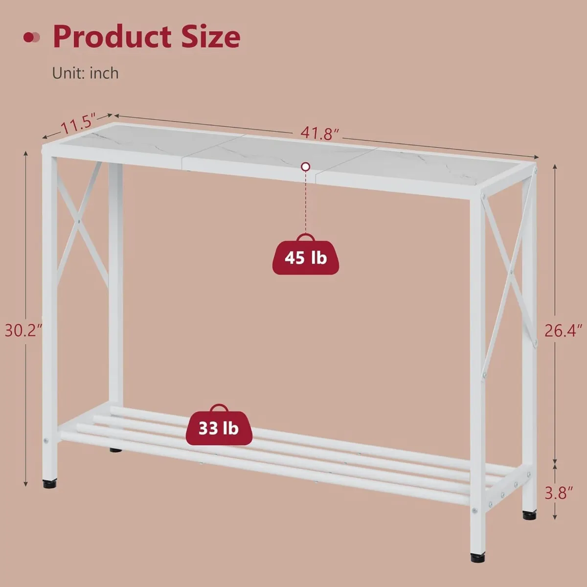 Console Table 41.8” 2-Tier Entryway Narrow Sofa - Image 3