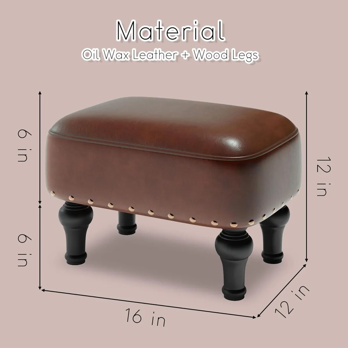 Ottoman Leather Foot Rest with Thicker Foam - Image 3