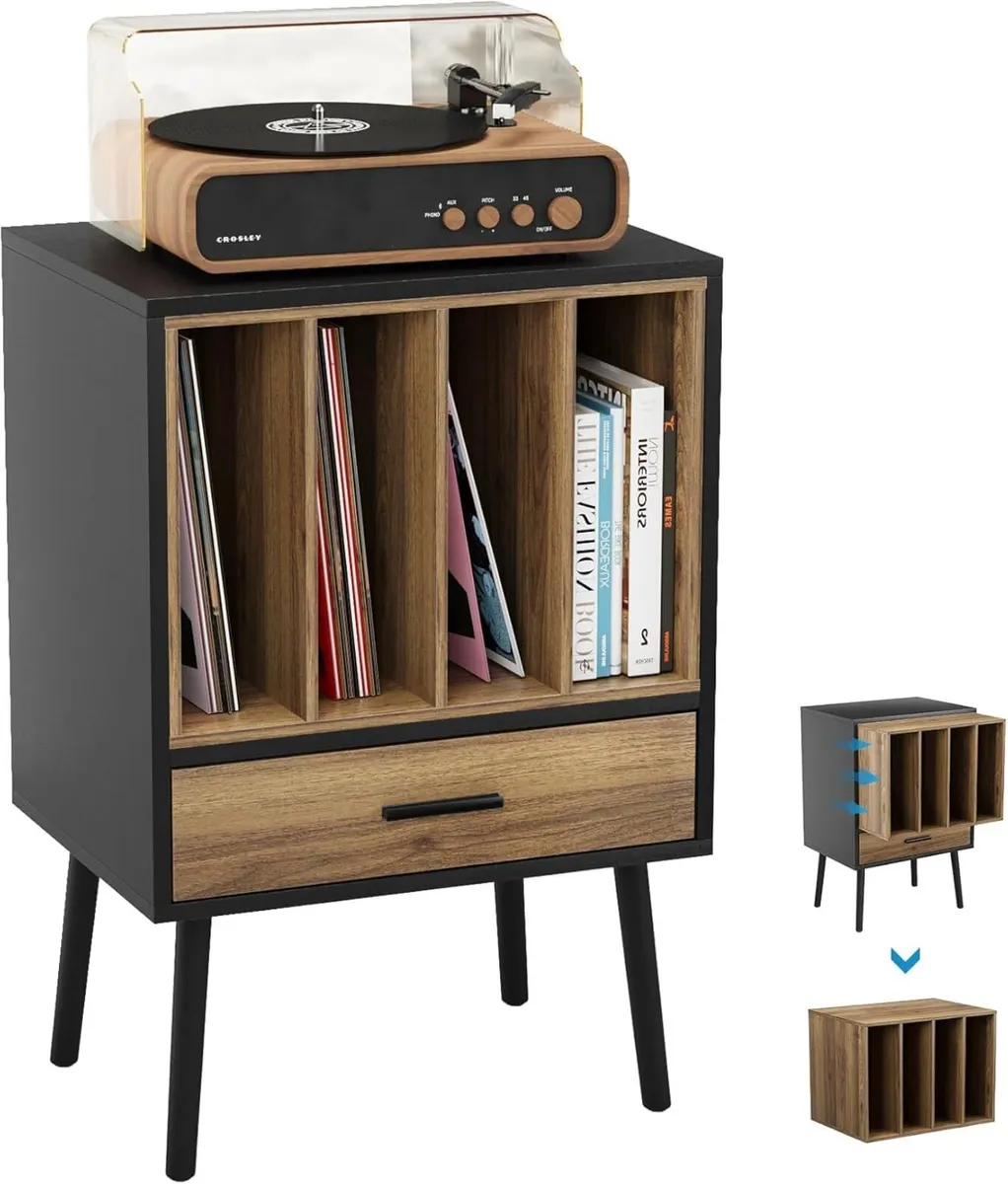 Record Player Stand with Nesting Vinyl Storage - Image 1