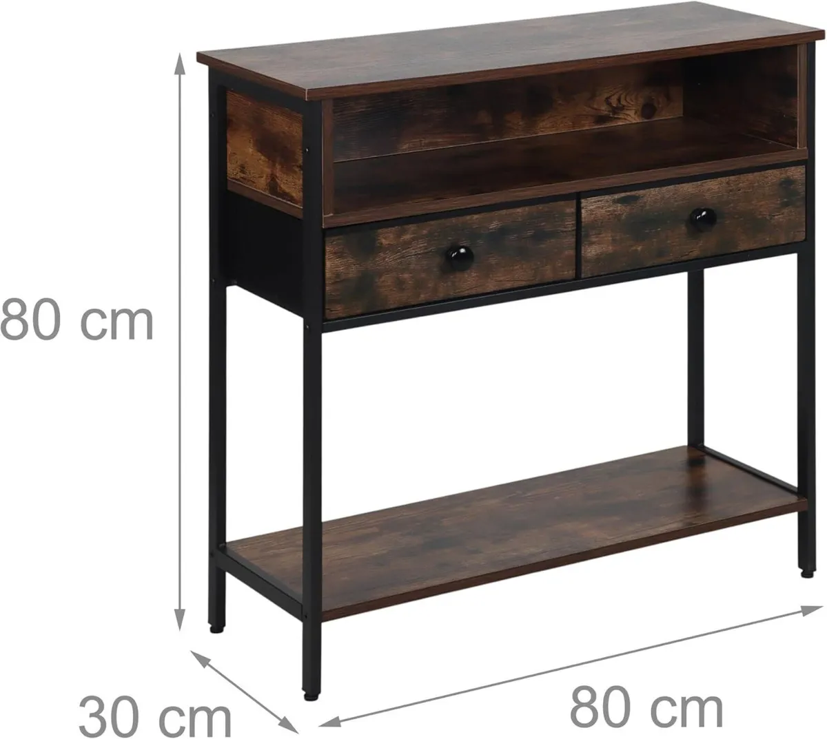 Industrial Console Table with 2 Drawers MDF Metal - Image 3