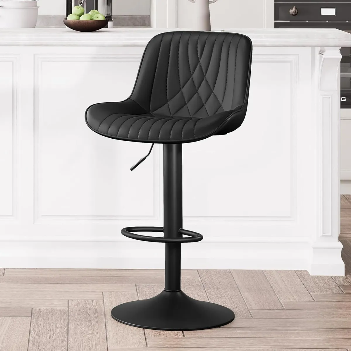 Bar Stools Breakfast Chairs with Back PU Leather - Image 1