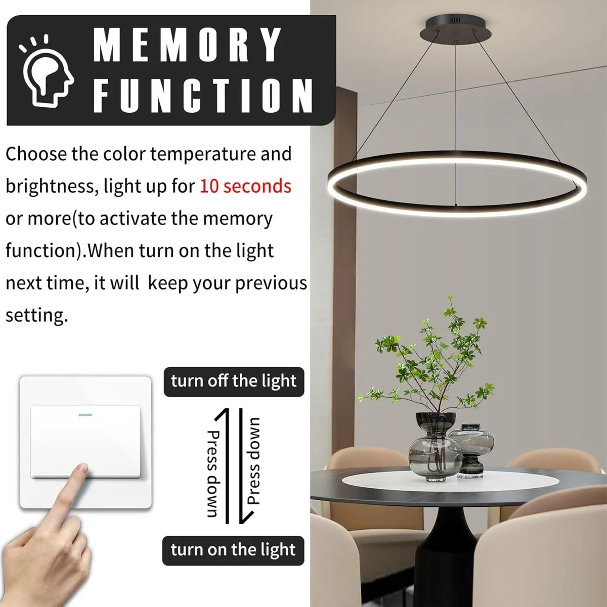 40cm Round Dining Table Pendant Lights Dimmable - Image 3