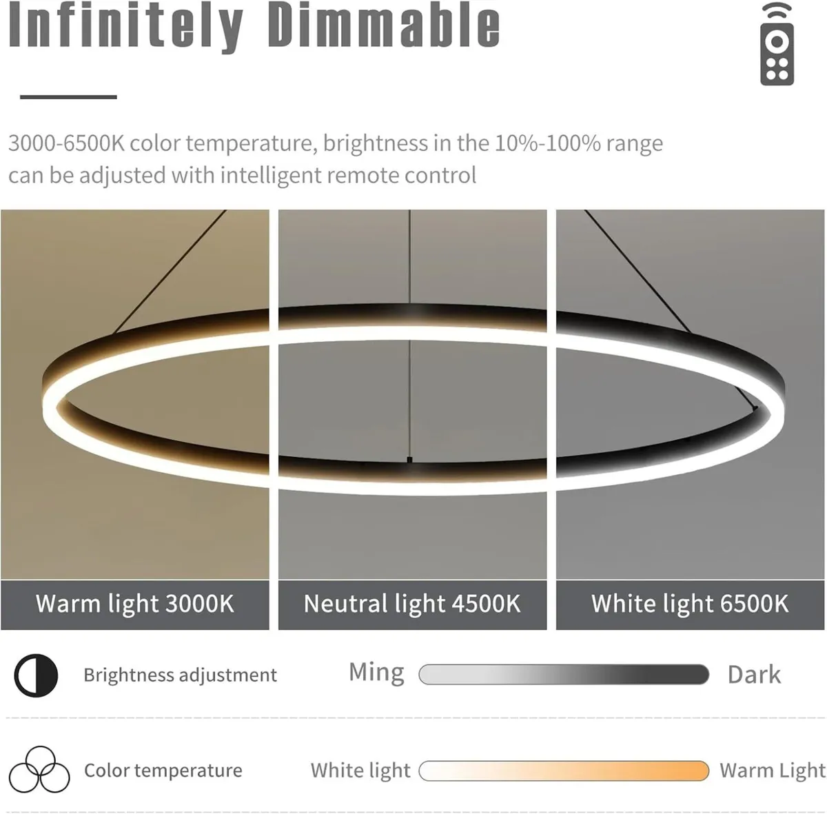 40cm Round Dining Table Pendant Lights Dimmable - Image 4