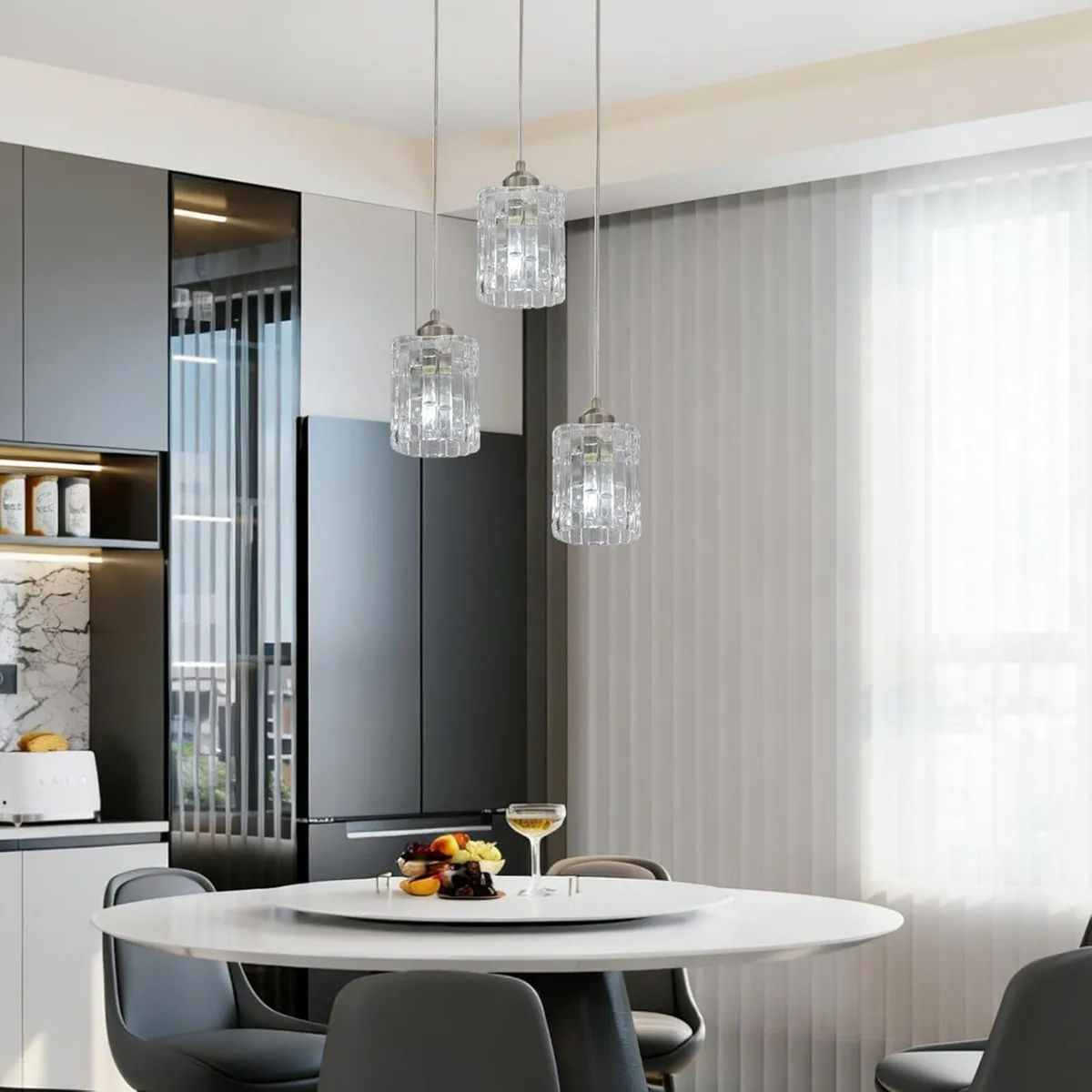 3 Ring Crystal LED Pendant Light Modern Chrome - Image 1