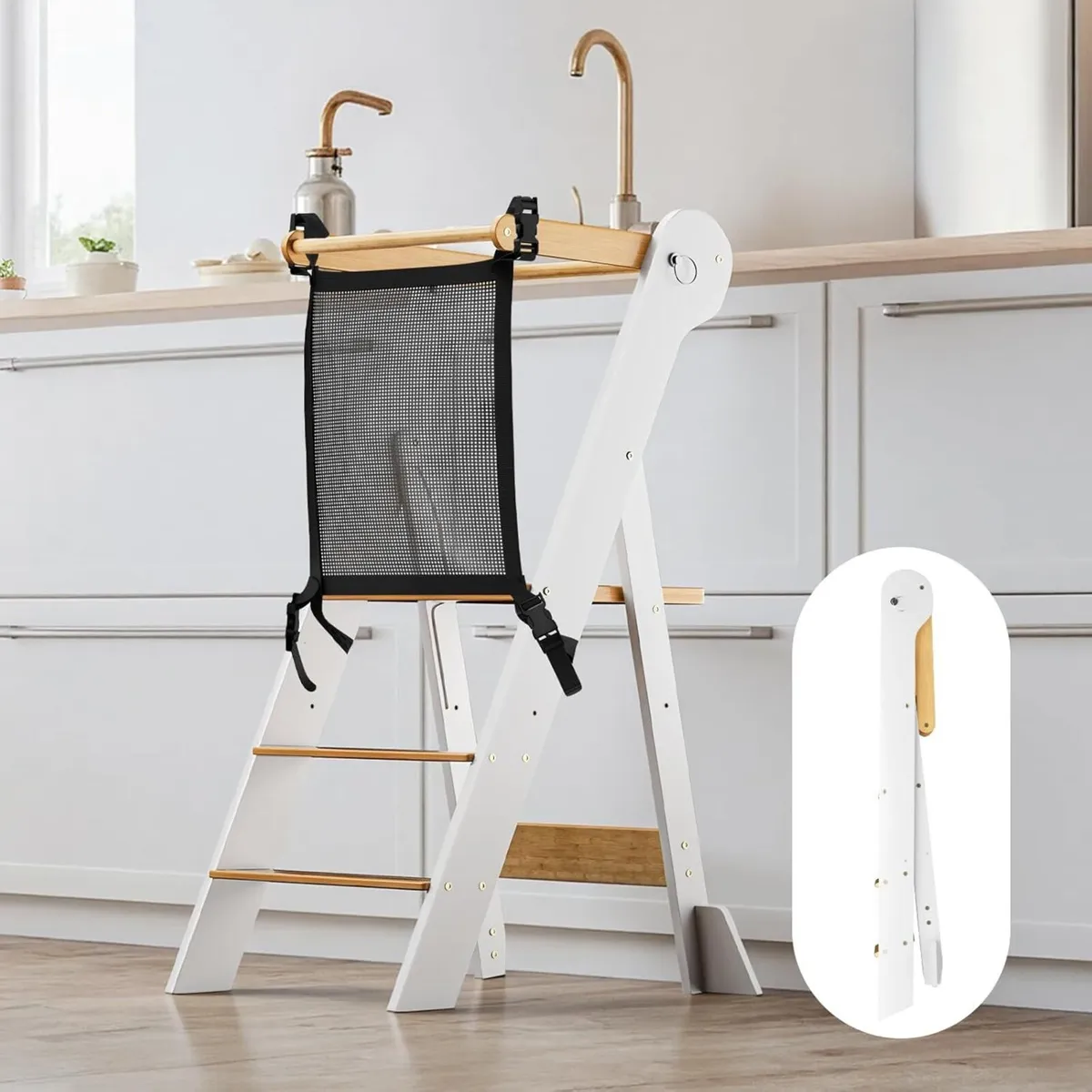 Foldable Kids Standing Stool with Safety Net – - Image 1