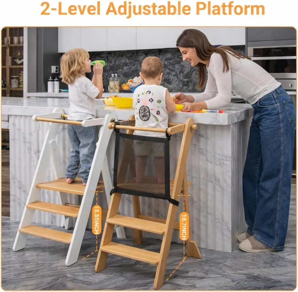 Foldable Kids Standing Stool with Safety Net – - Image 3