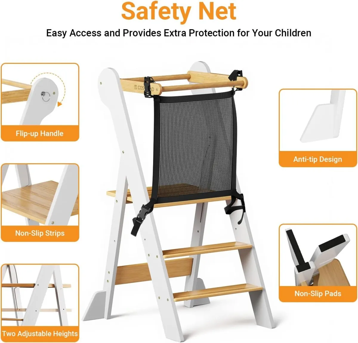 Foldable Kids Standing Stool with Safety Net – - Image 4