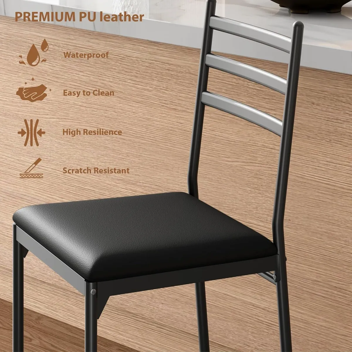 Bar Stools Set of 2 Counter Height Chairs with - Image 3