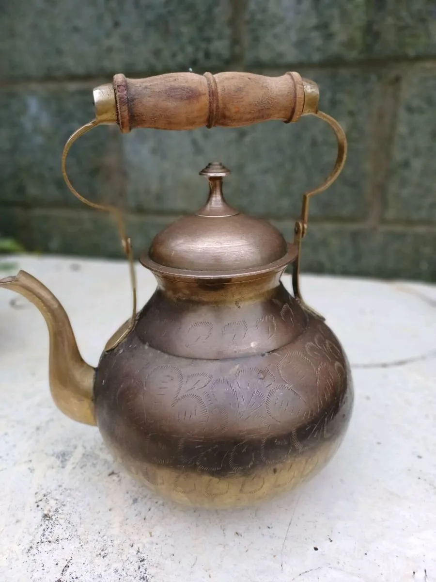Large Vintage Brass Kettle - Image 1