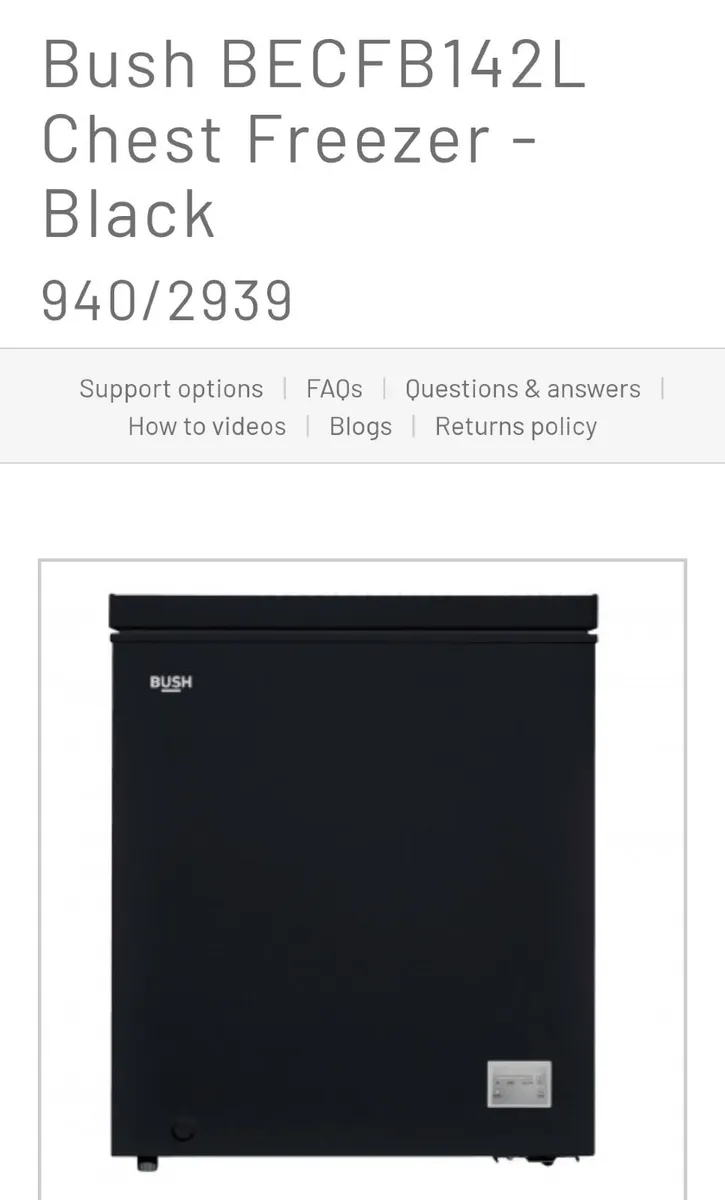 142L  Chest Freezer - Black Bush BECFB142L - Image 1