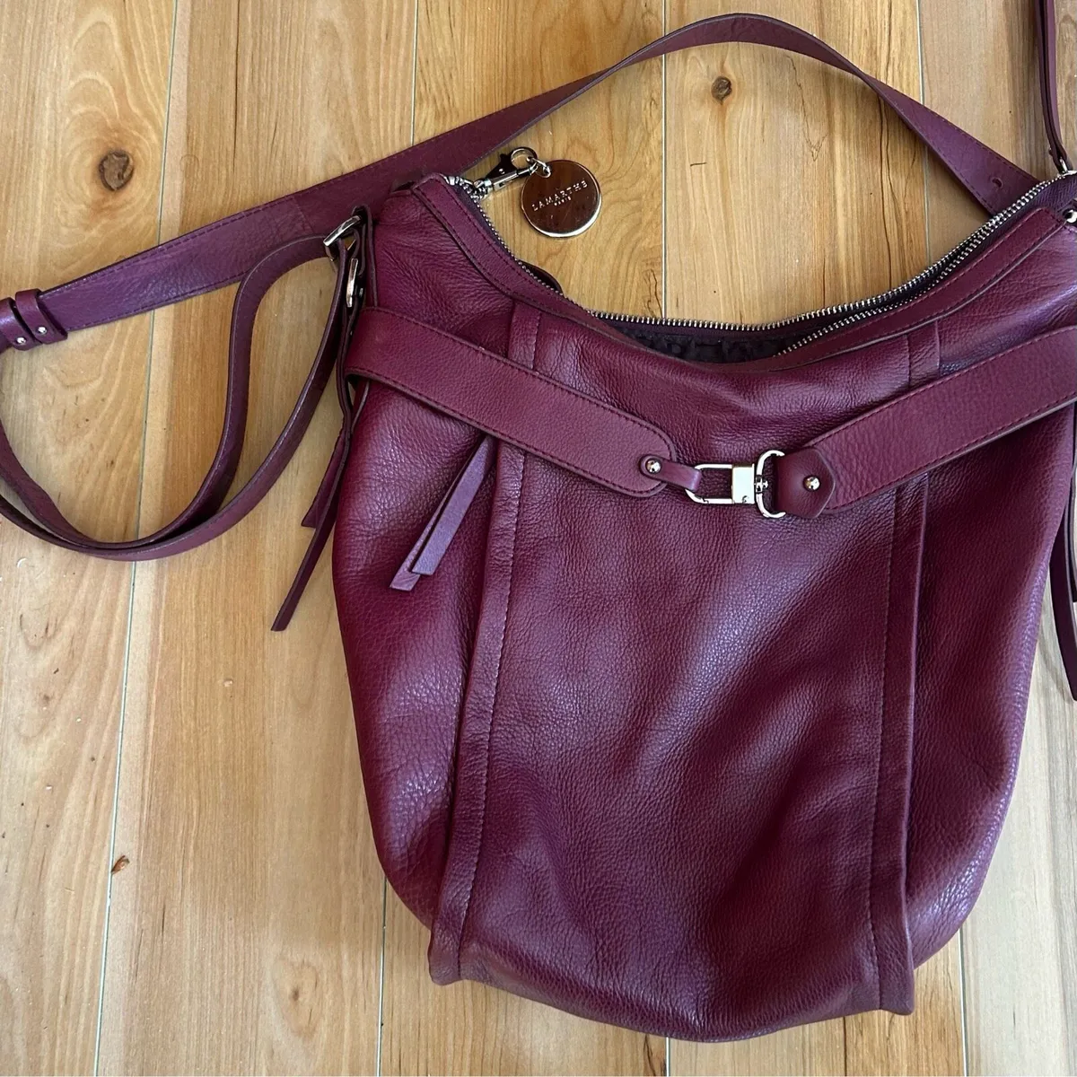 Leather Bag+Matching Leather Purse Burgundy - Image 3
