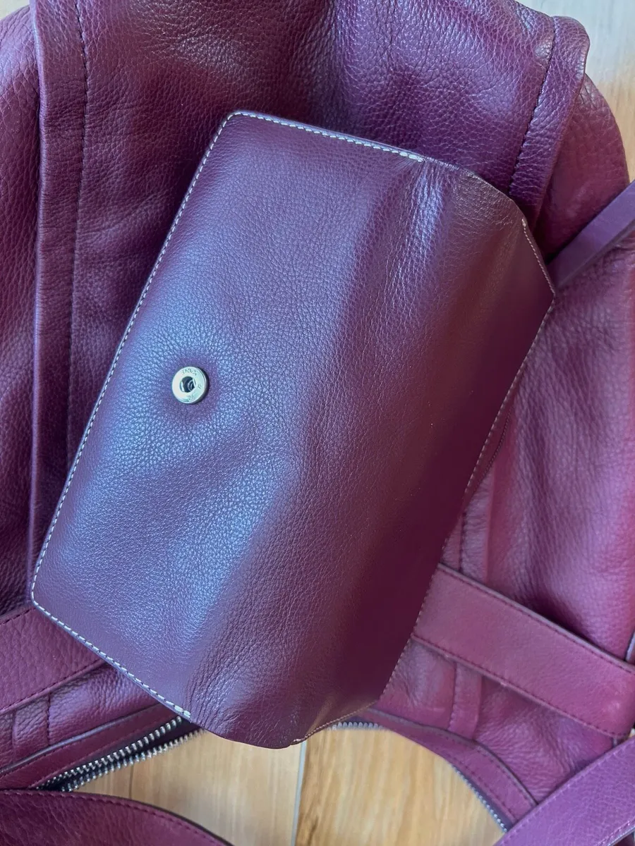 Leather Bag+Matching Leather Purse Burgundy - Image 4