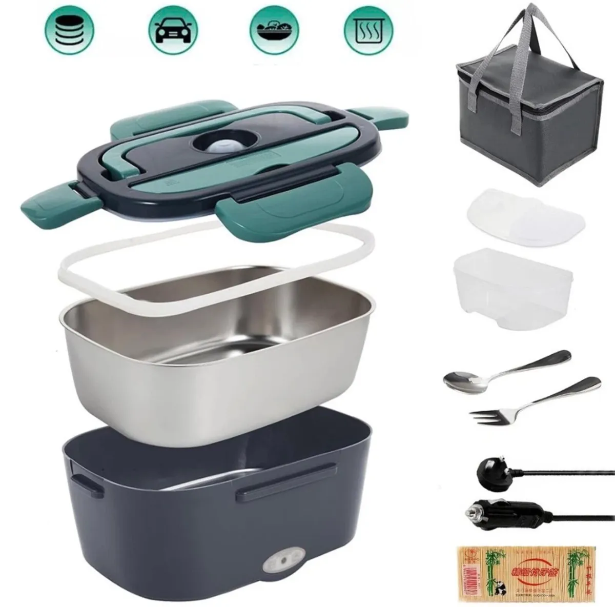 Car Portable Food Heating Lunch Bento Box 12V 24V - Image 2