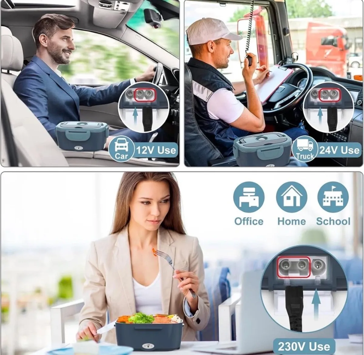 Car Portable Food Heating Lunch Bento Box 12V 24V - Image 3