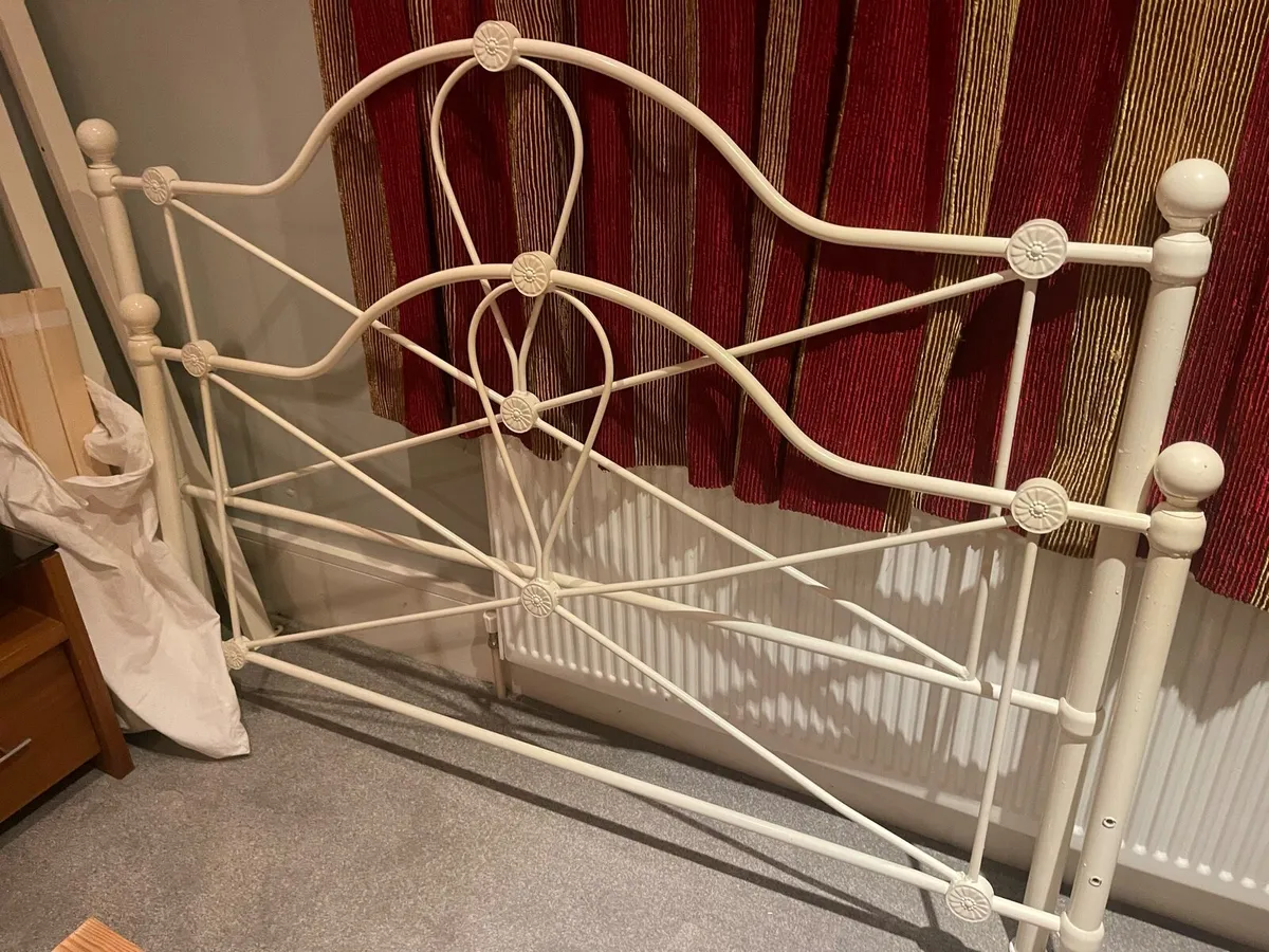 Large White Solid Metal King Size Bed -Can Deliver - Image 2