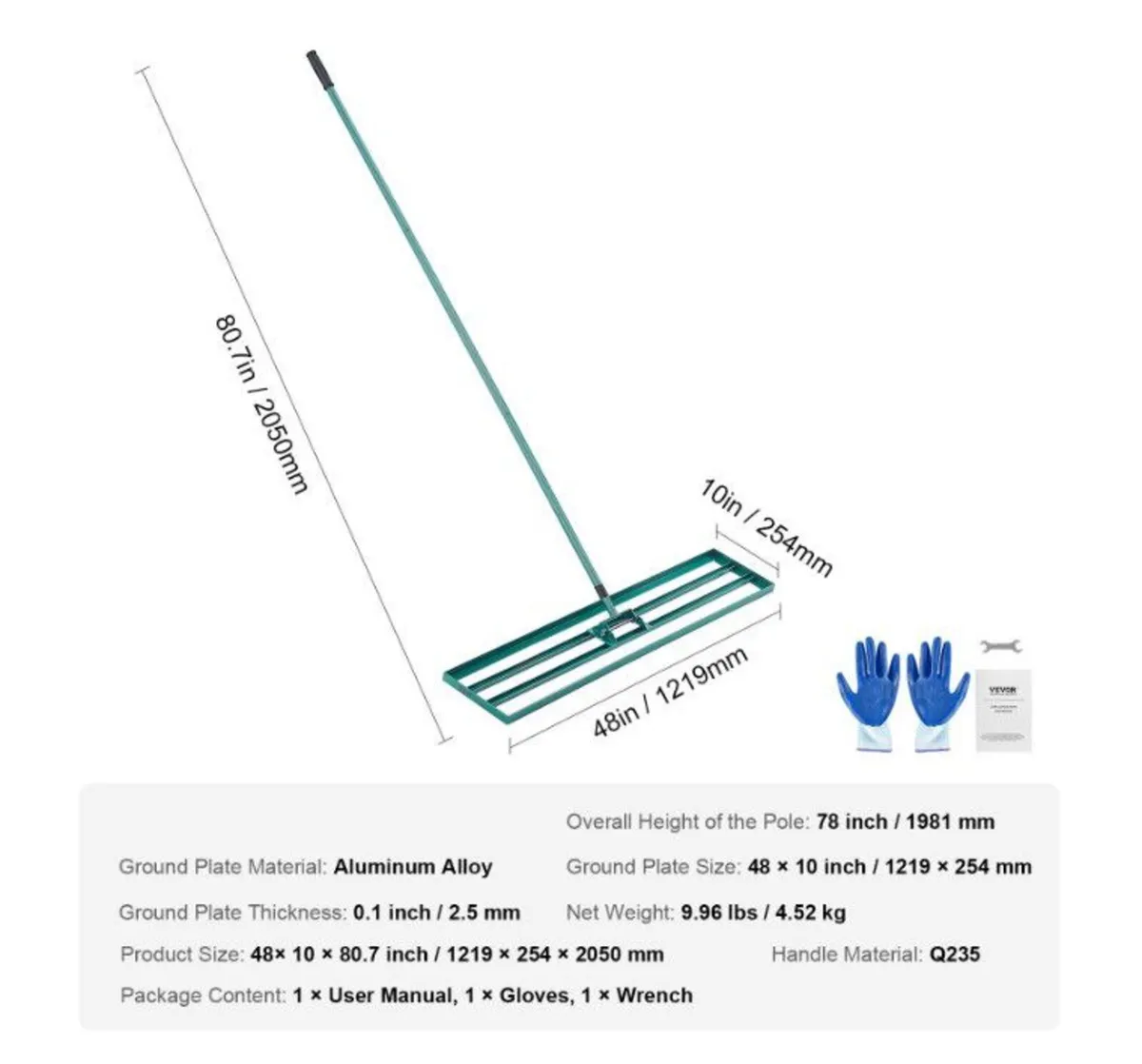 Heavy Duty Lawn Leveling Rake 48x10in Steel - Image 3