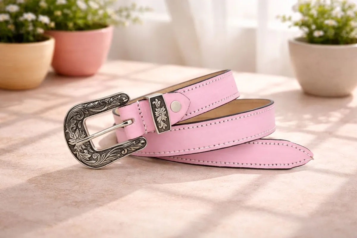 Unisex Premium Pink Genuine Leather Belt - Image 4