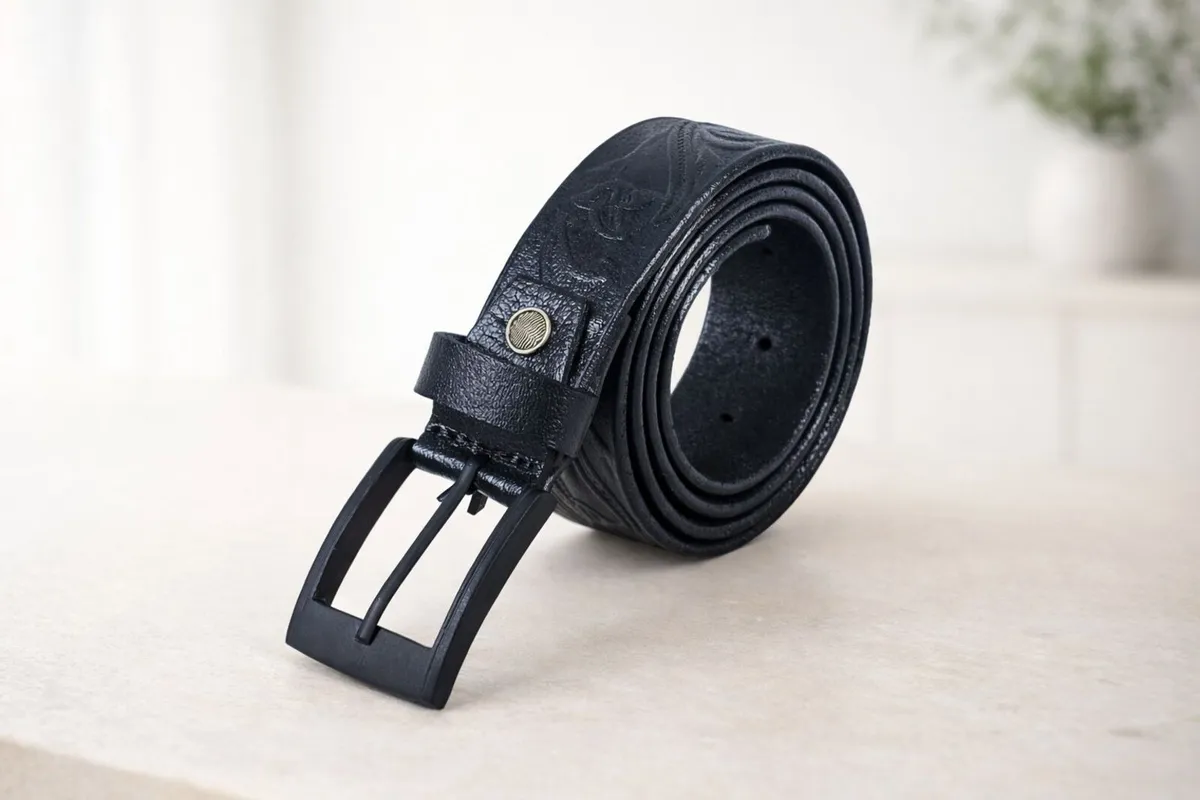 Unisex Genuine Leather Tooled Western  Belt - Image 1