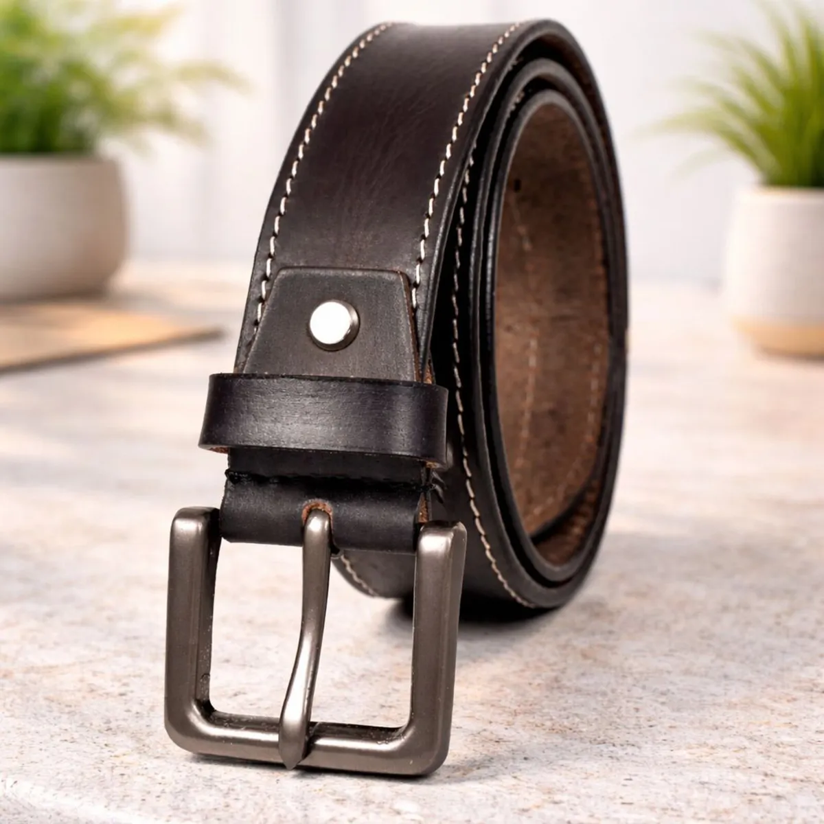 Unisex Genuine Leather Belt Classic Handmade Belt - Image 4