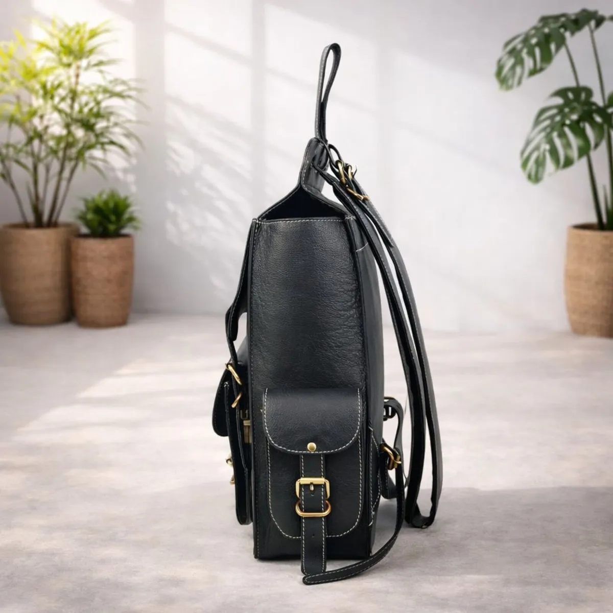Handmade Genuine Leather Backpack - Image 2