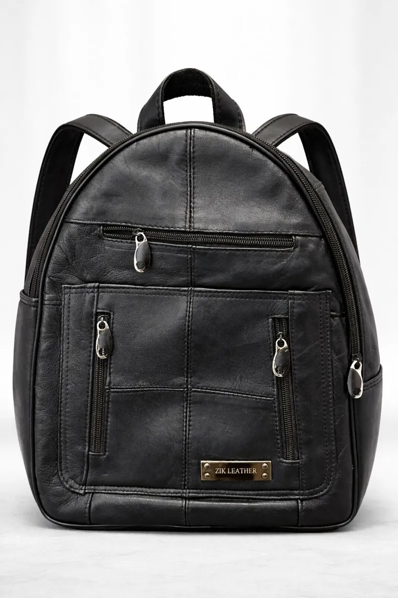 Teal Leather Backpack Black Travel Backpac - Image 4