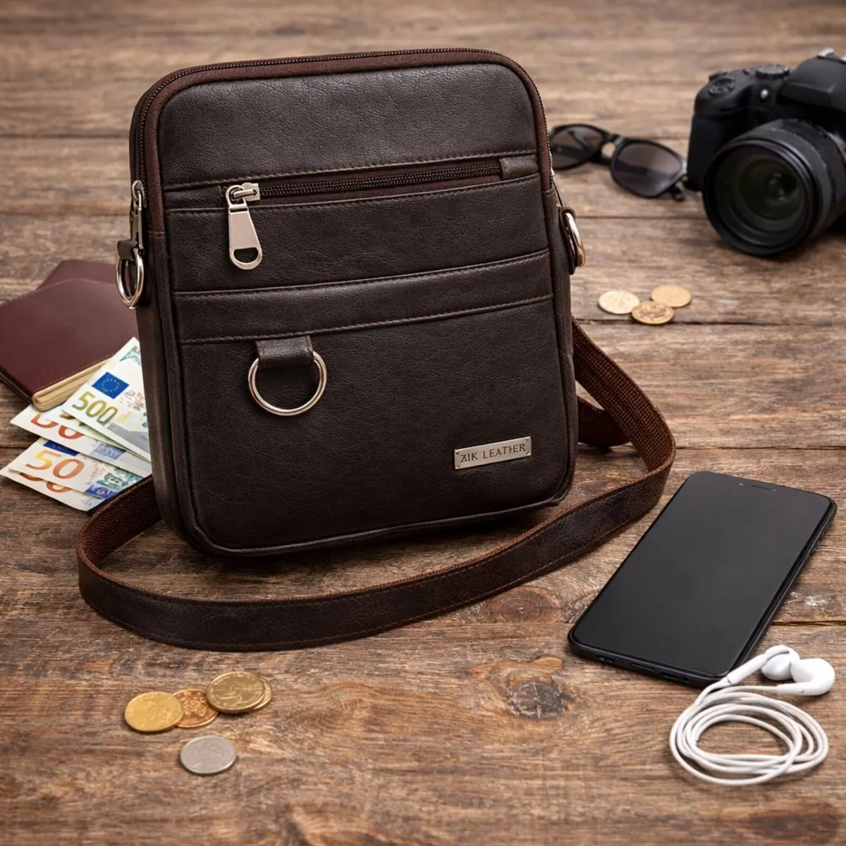 Handmade Leather Crossbody Sling Bag - Image 1