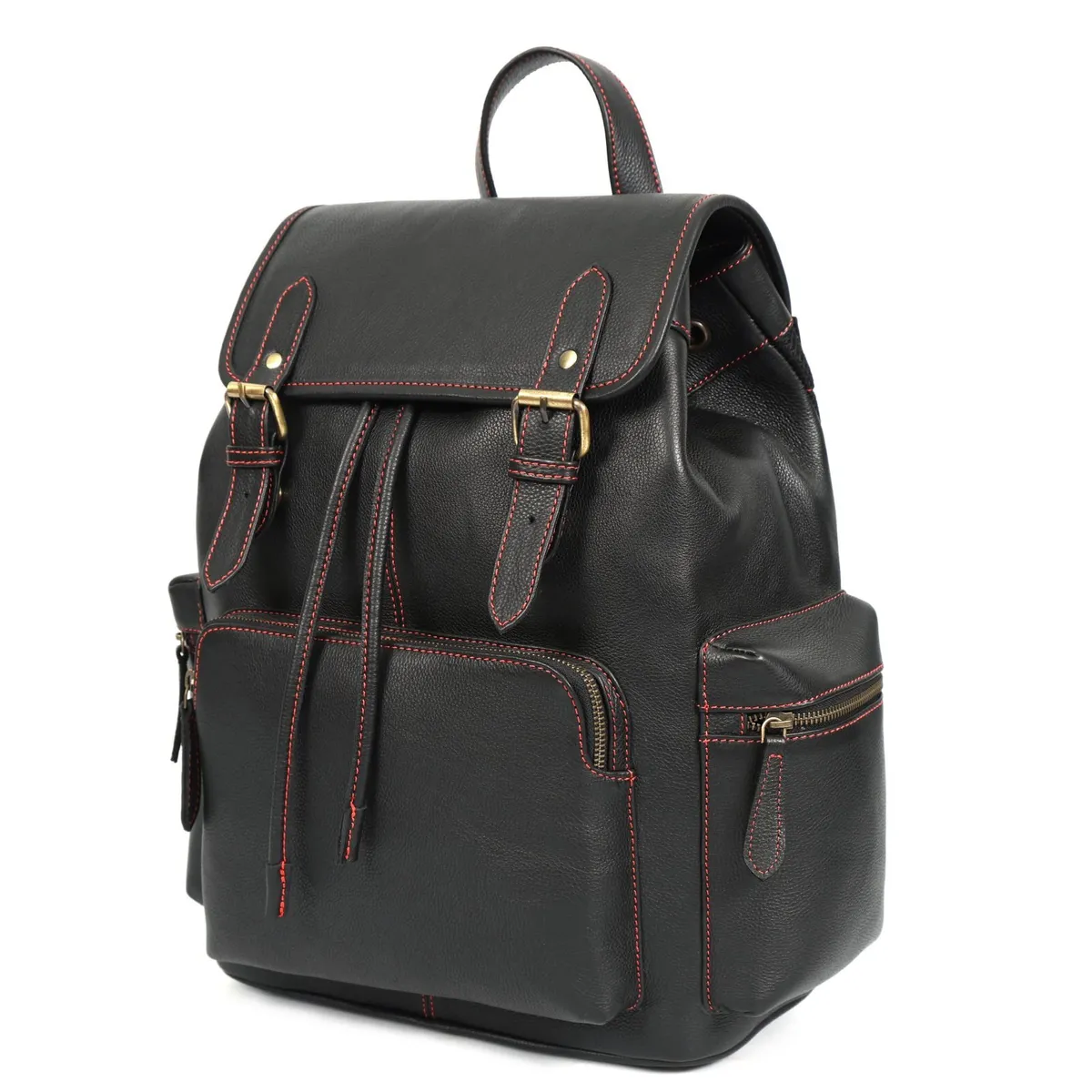 Premium Black Leather Backpack Handmade Bag - Image 4