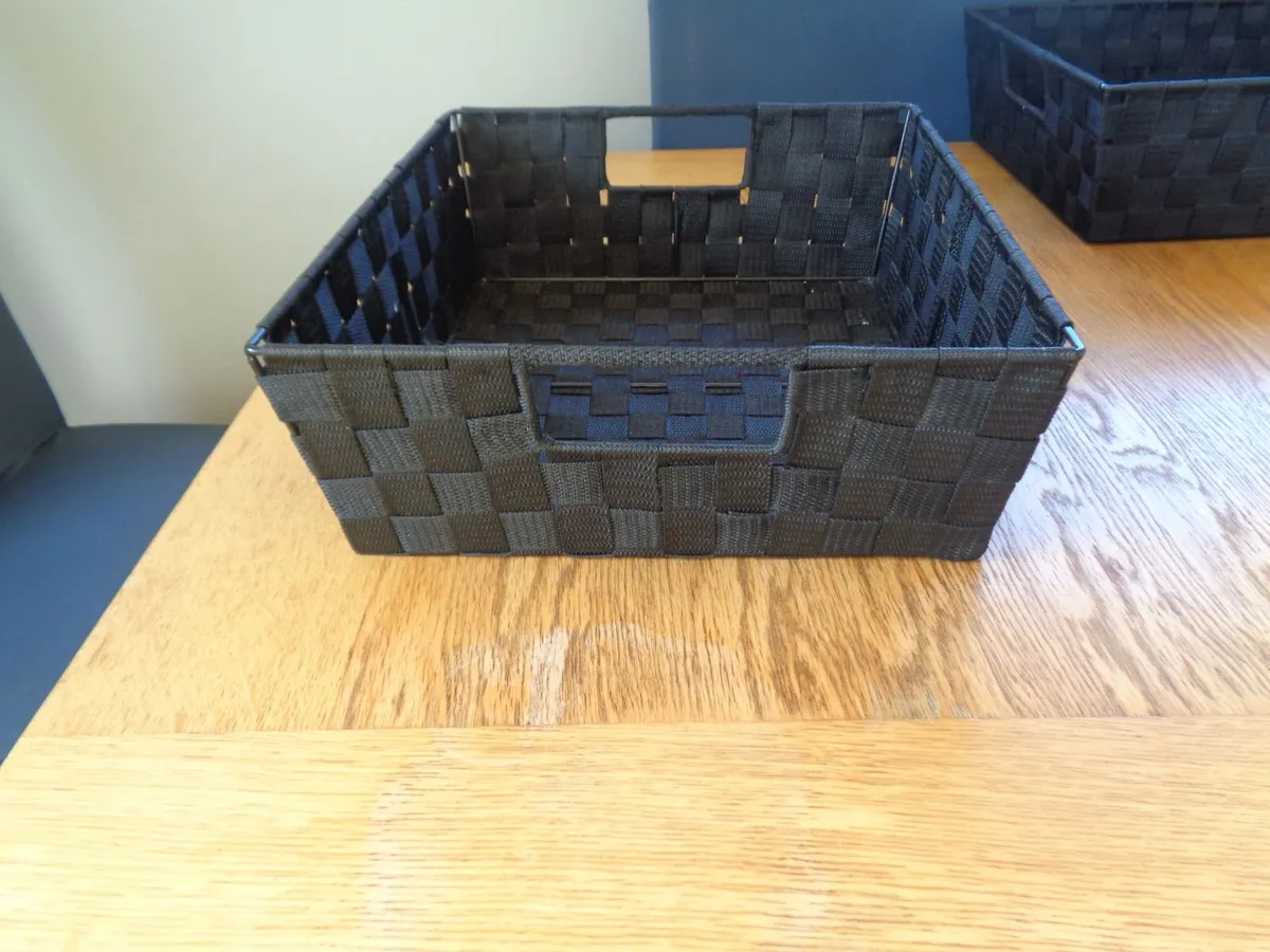 Black Woven Baskets x 2 for Sale - Image 4