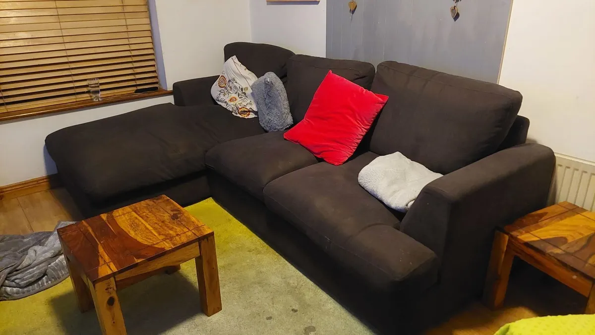 Dark Grey fabric Sofa and Chaise long FREE - Image 1