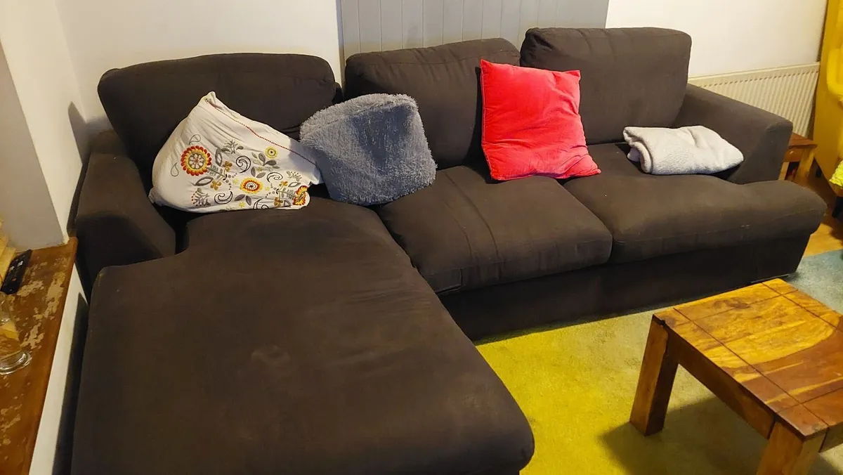 Dark Grey fabric Sofa and Chaise long FREE - Image 3