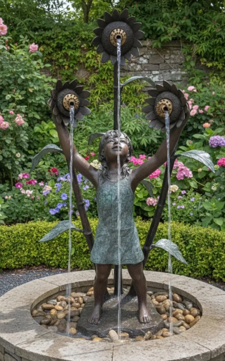 Bronze sunflower fountain - Image 1
