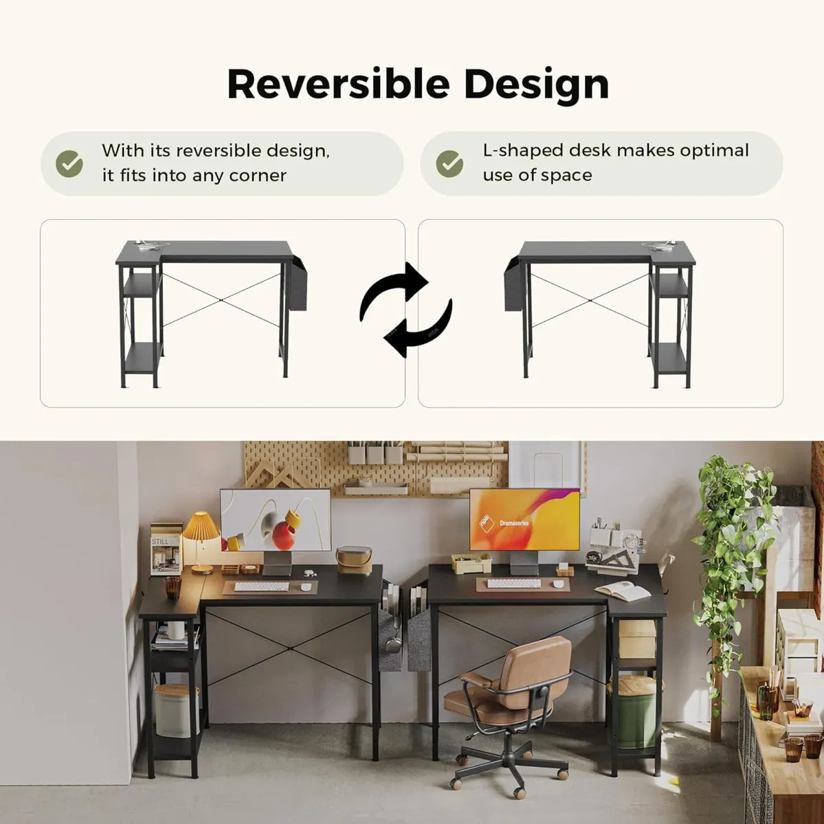 Small L Shaped Desk with Power Outlets 100 cm - Image 3