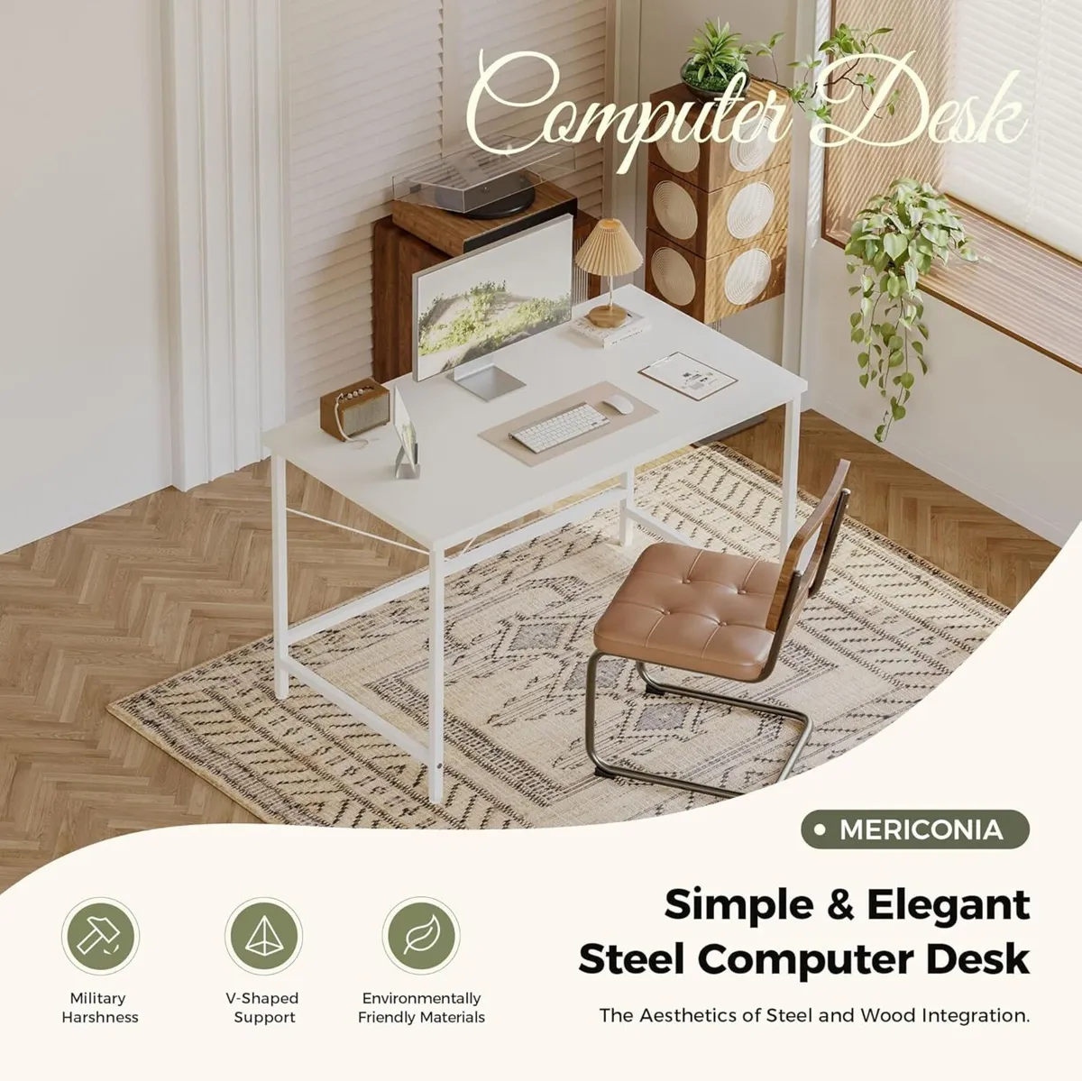 Computer Desk with Storage Shelf on the Right 100 - Image 3
