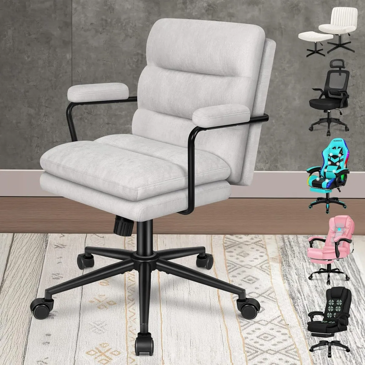 Mid Back Office Chair with Armrests Dual-layer - Image 1