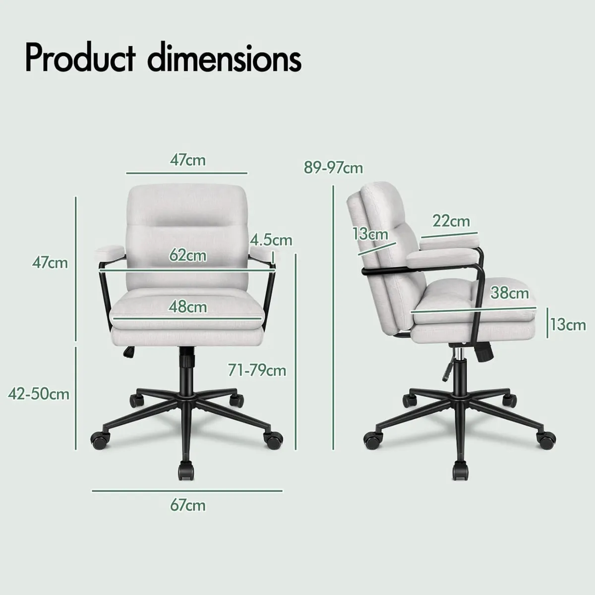 Mid Back Office Chair with Armrests Dual-layer - Image 2