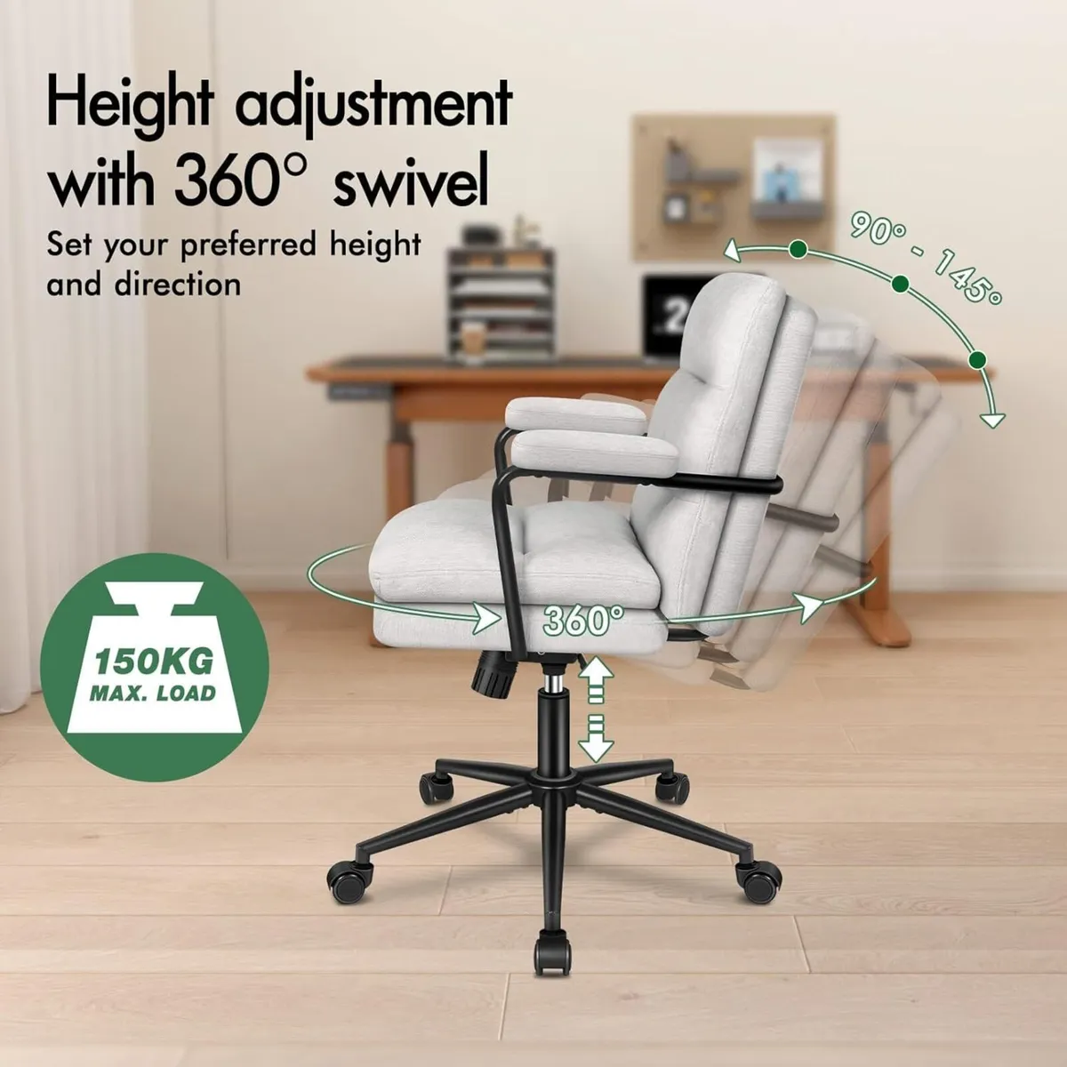 Mid Back Office Chair with Armrests Dual-layer - Image 4