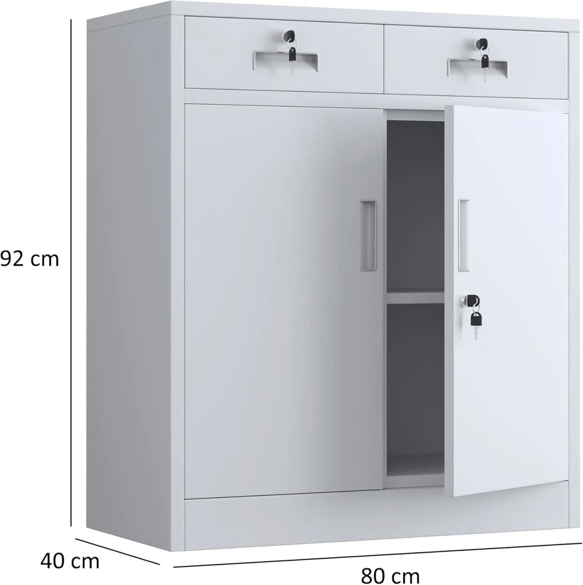 Metal Storage Cupboard with Locking Doors and 2 - Image 3