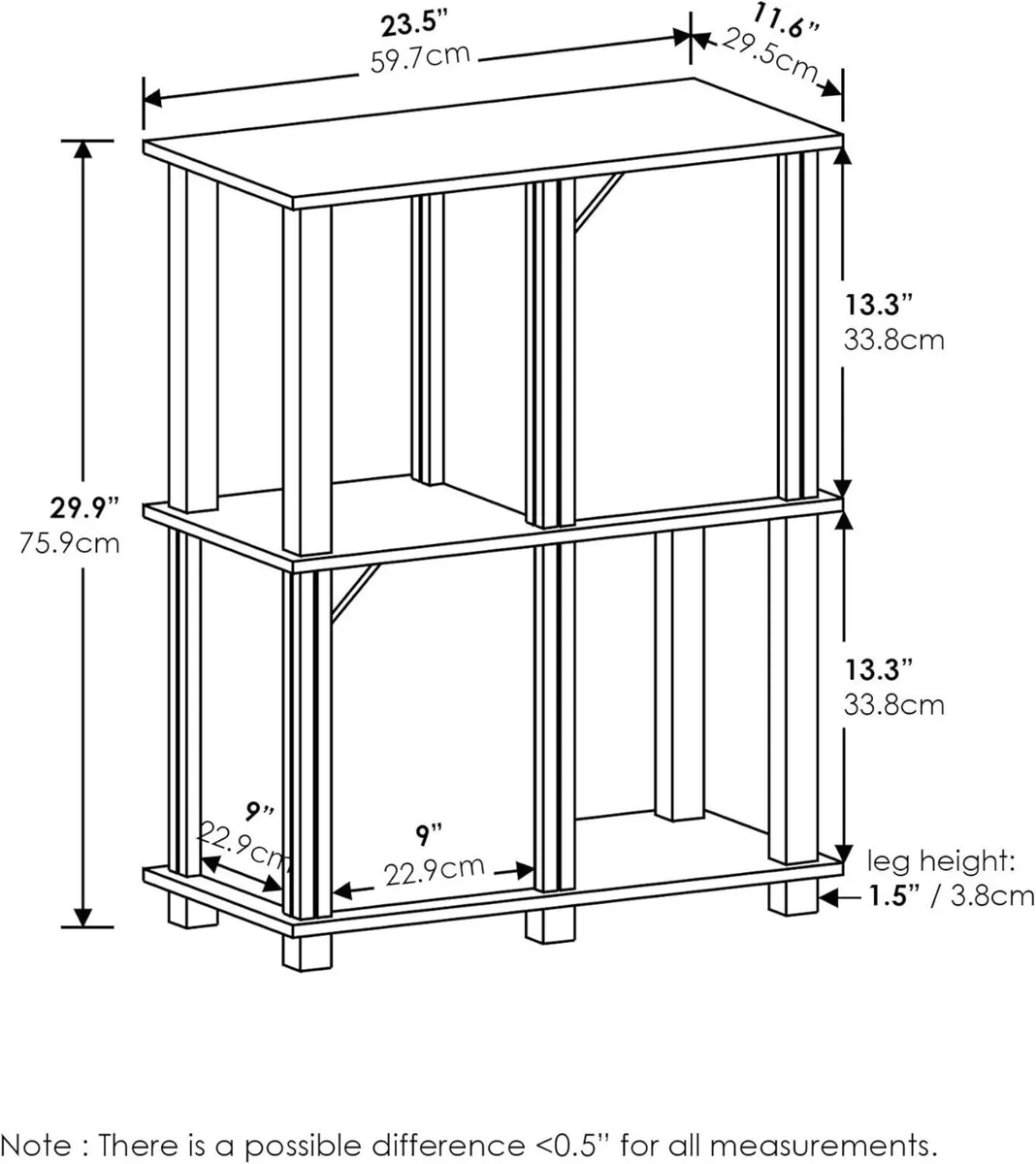 Brahms 3-Tier Storage Shelf with 2 Doors Black - Image 3
