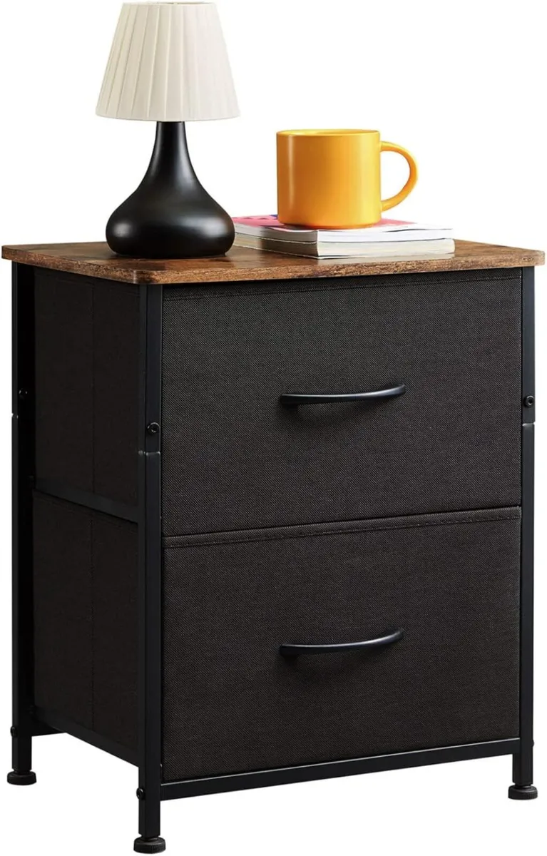 Black Bedside Table Set of 2 Bedroom Cabinet with - Image 4