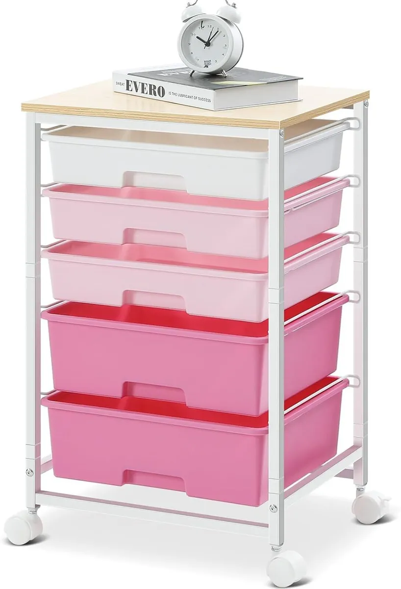 Storage Trolley with 5 Plastic Drawers Rolling - Image 1