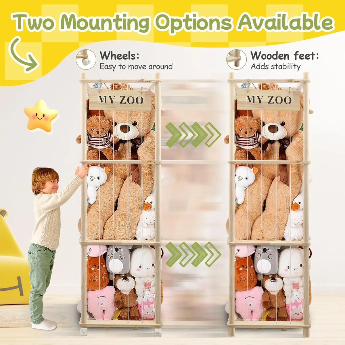 Wood Stuffed Animal Storage 3-Storey Soft Holder - Image 3