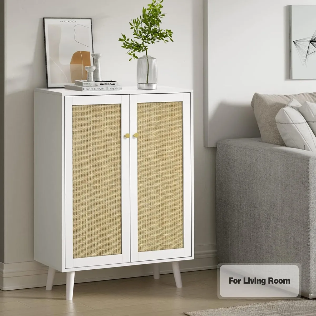 White Sideboard Storage Cabinet for Living Room - Image 3